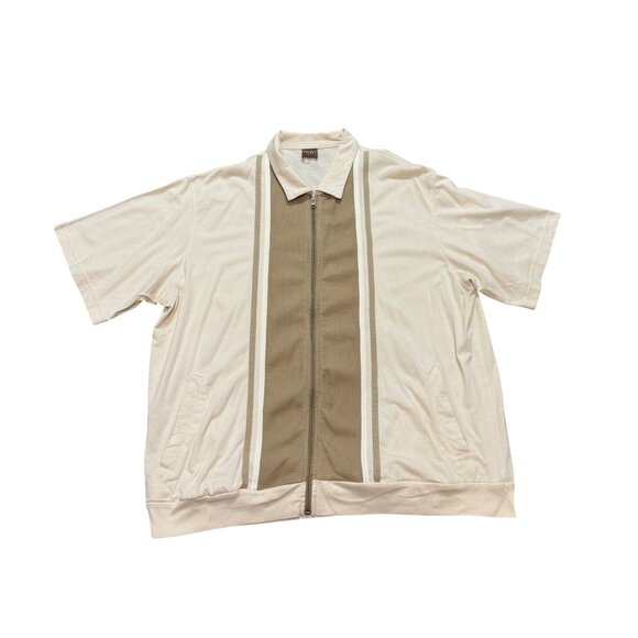 Comfort Casual Mens XX Cuban Style Short Sleeve Zip Front Shirt VTG Colorblock - Picture 1 of 12